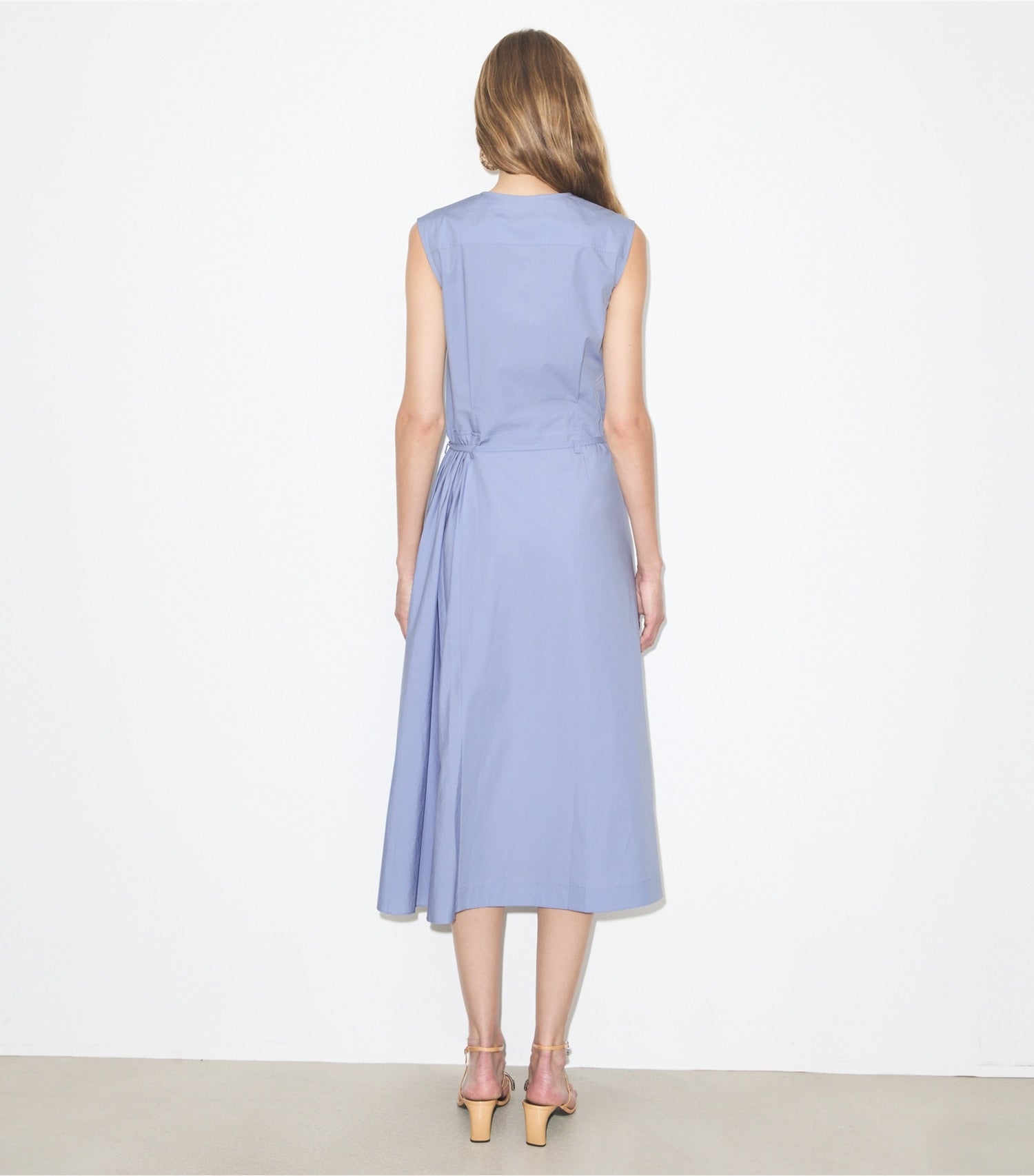 Tory Burch Pleated Cotton Wrap Dress - Pale Blue