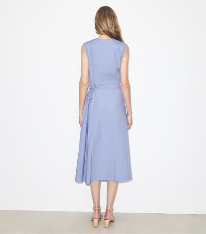 Tory Burch Pleated Cotton Wrap Dress - Pale Blue