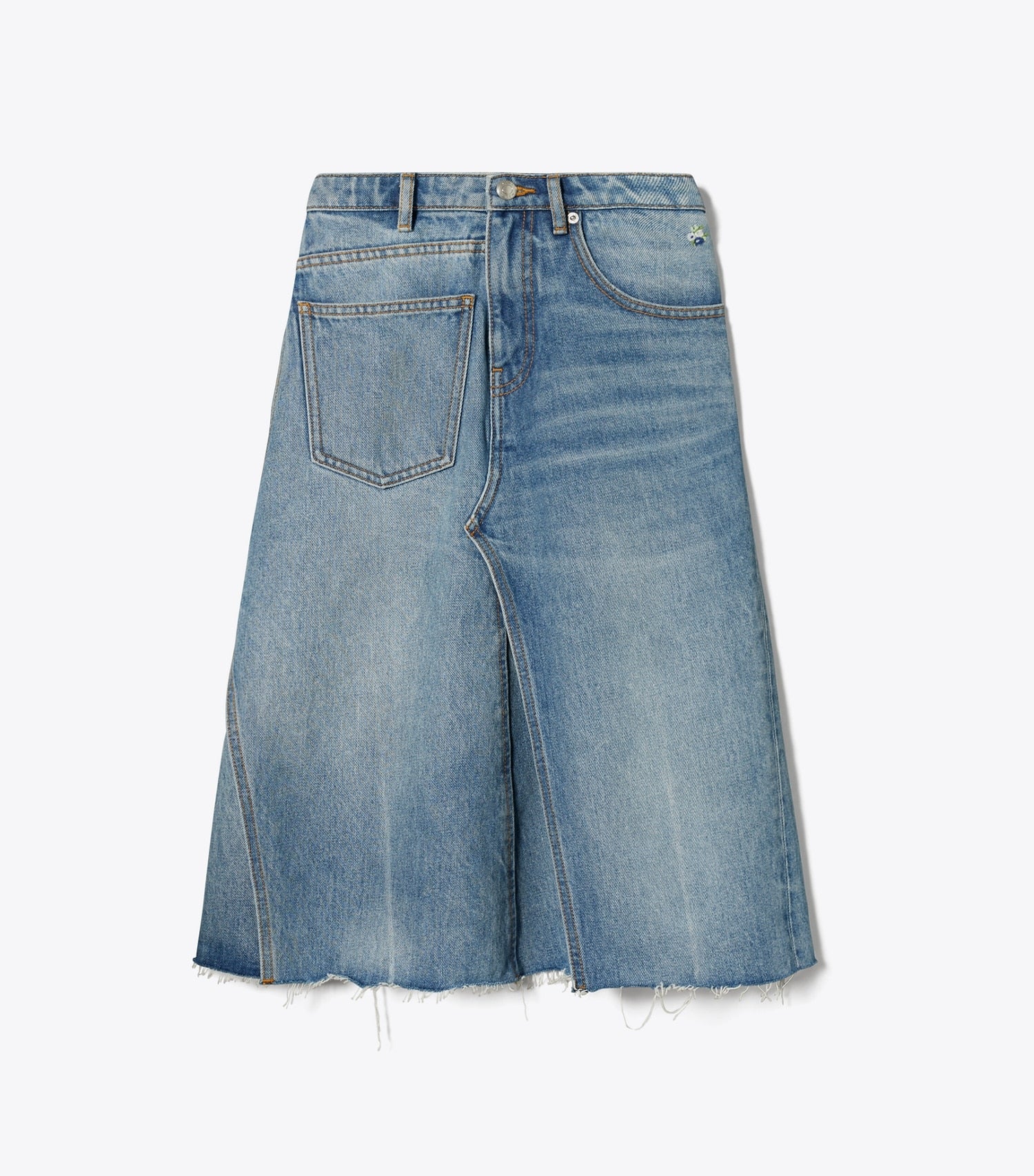Tory Burch Deconstructed Denim Skirt - Worn Vintage Wash
