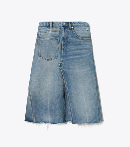 Tory Burch Deconstructed Denim Skirt - Worn Vintage Wash