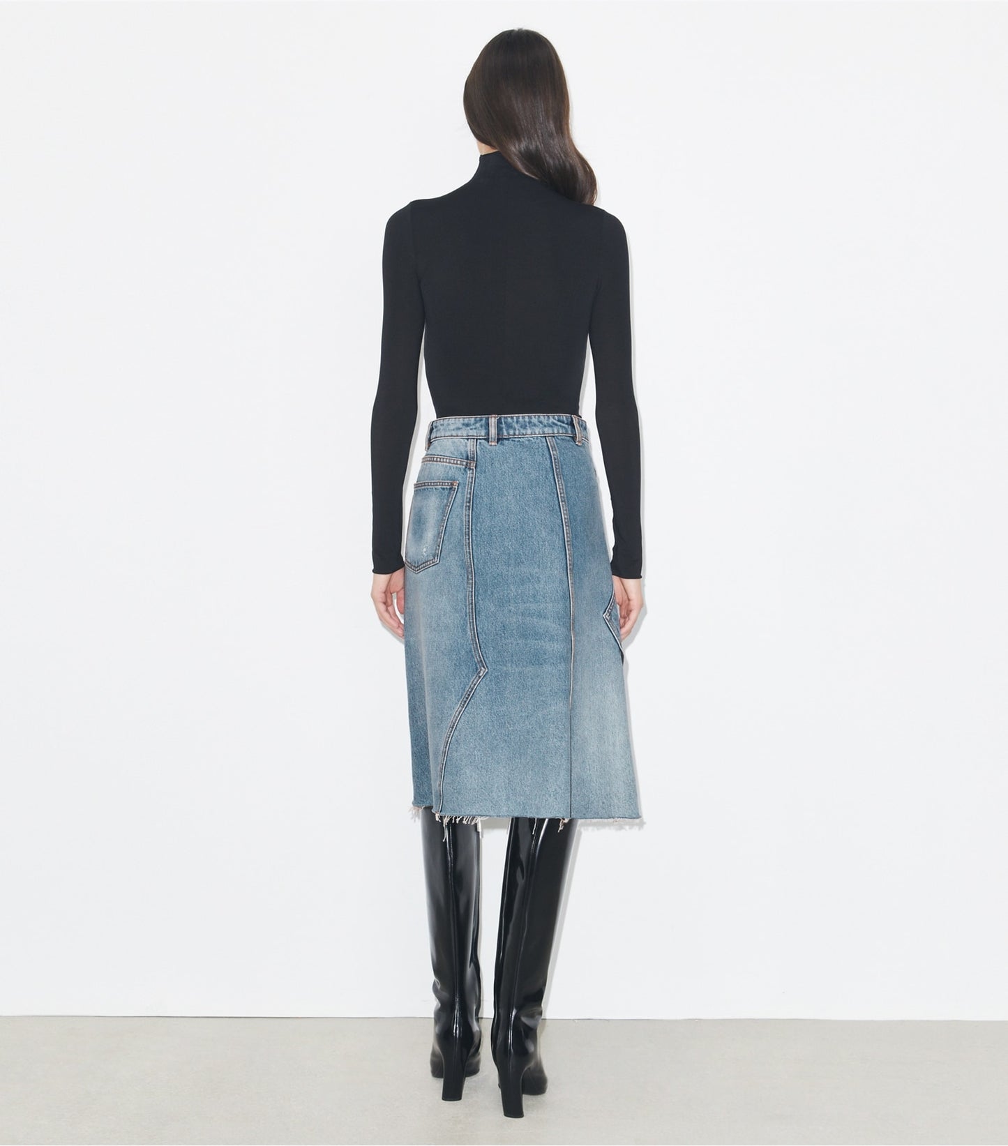 Tory Burch Deconstructed Denim Skirt - Worn Vintage Wash