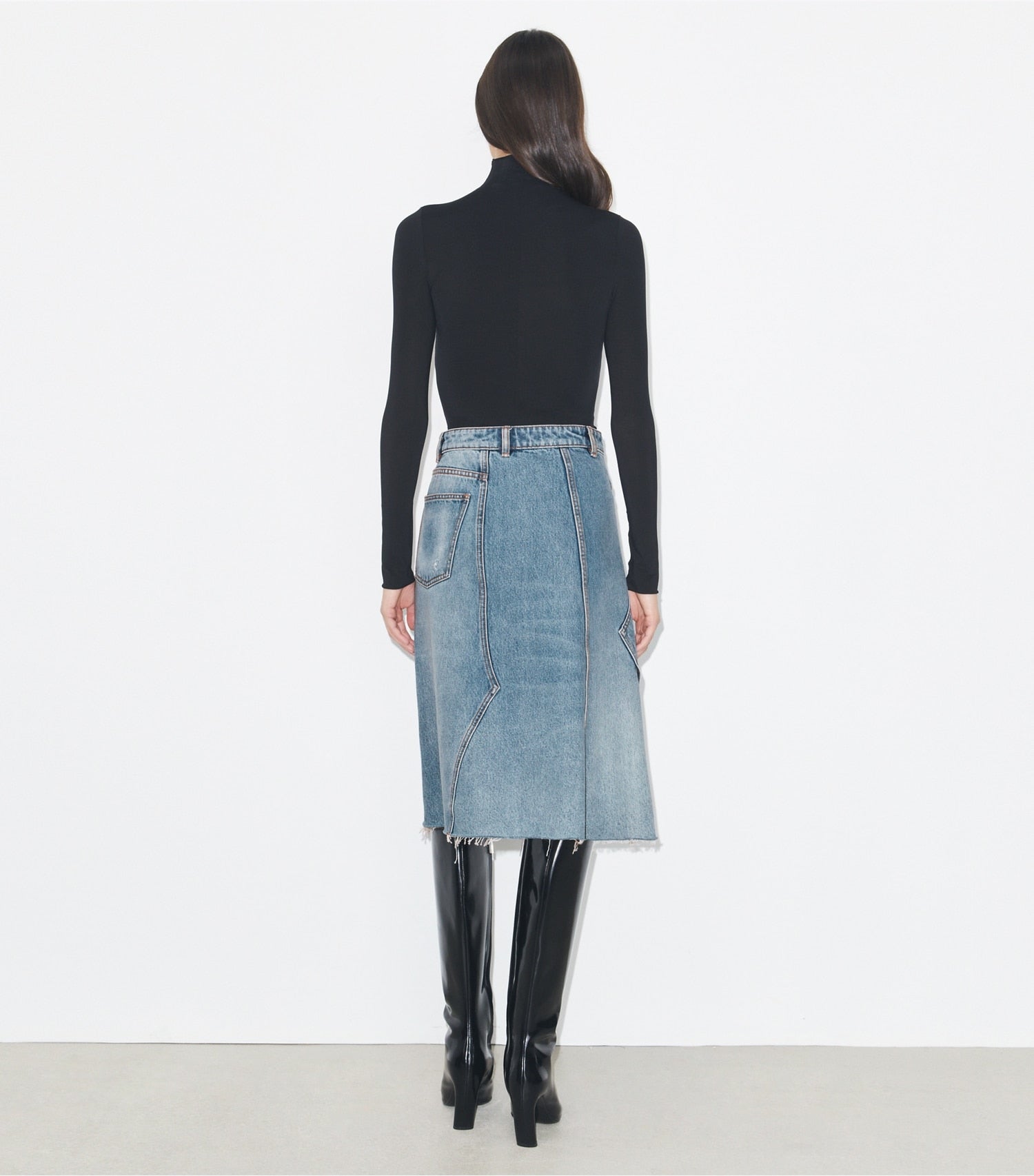 Tory Burch Deconstructed Denim Skirt - Worn Vintage Wash