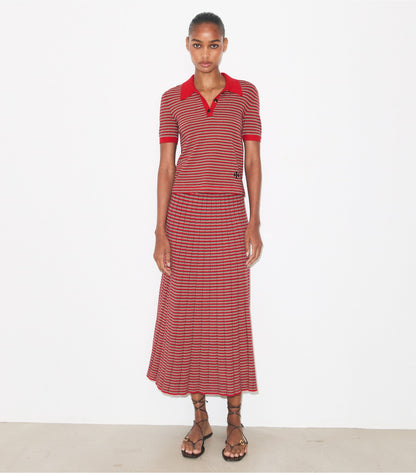 Tory Burch Multi-Stripe Skirt - Red / Navy / Ivory