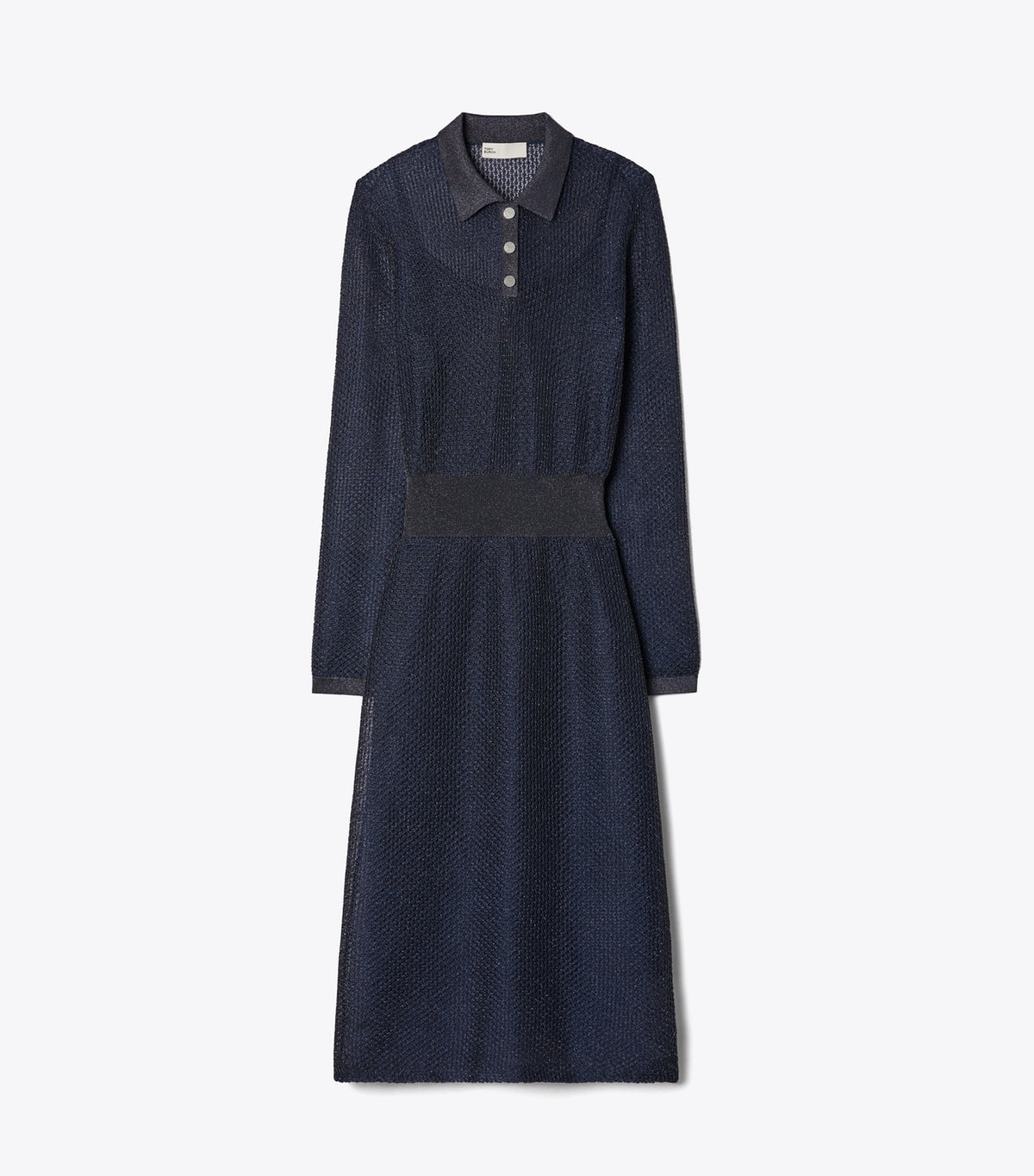 Tory Burch Metallic Polo Dress - Black / Blue Shimmer