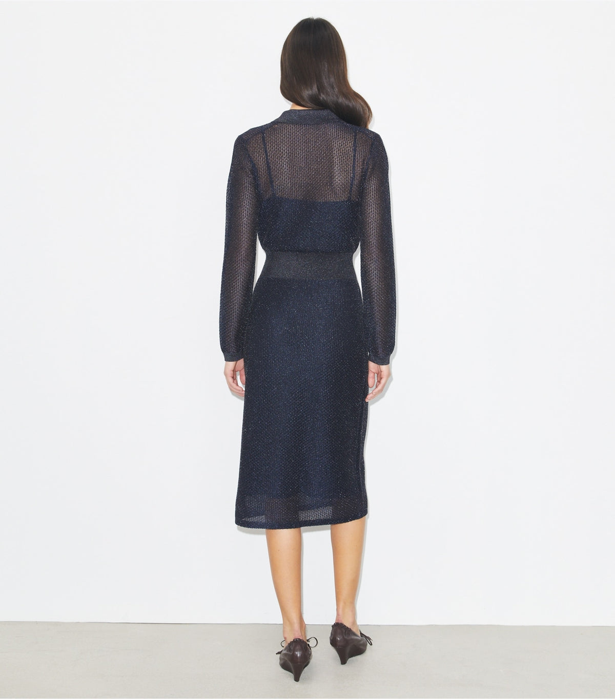 Tory Burch Metallic Polo Dress - Black / Blue Shimmer