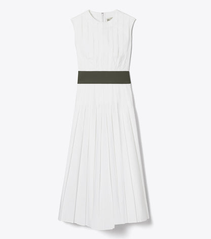 Tory Burch Pleated Poplin Dress - White