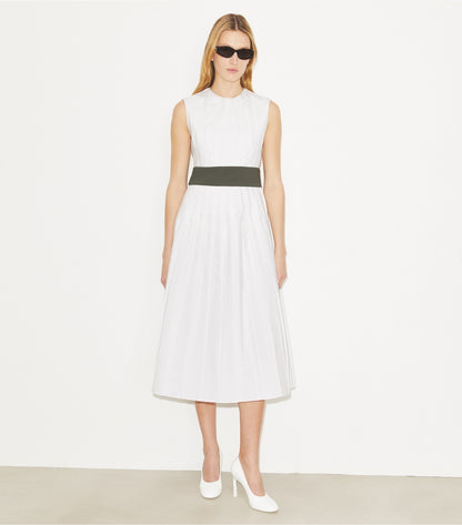 Tory Burch Pleated Poplin Dress - White