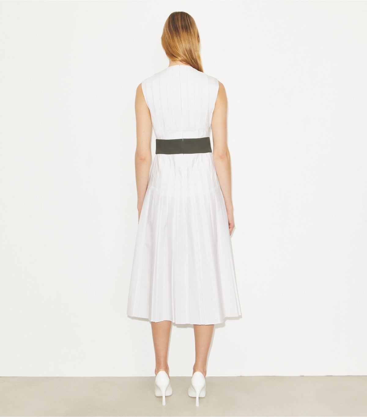 Tory Burch Pleated Poplin Dress - White