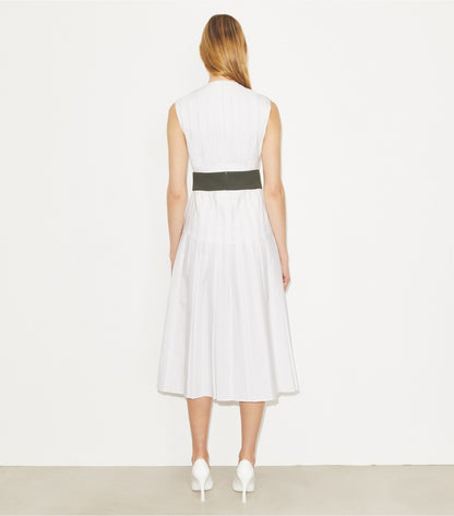 Tory Burch Pleated Poplin Dress - White