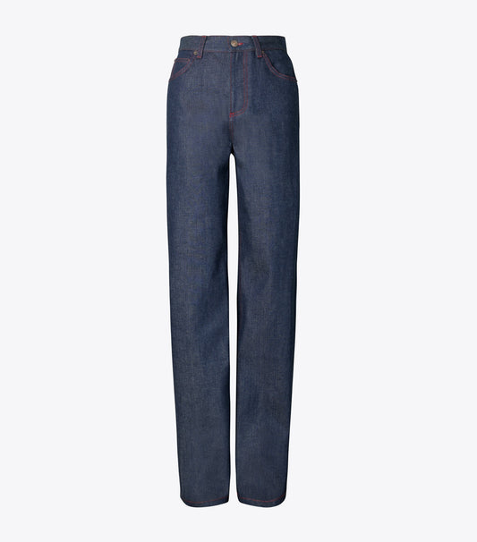 Tory Burch Straight Leg Jean - Raw/Unwashed