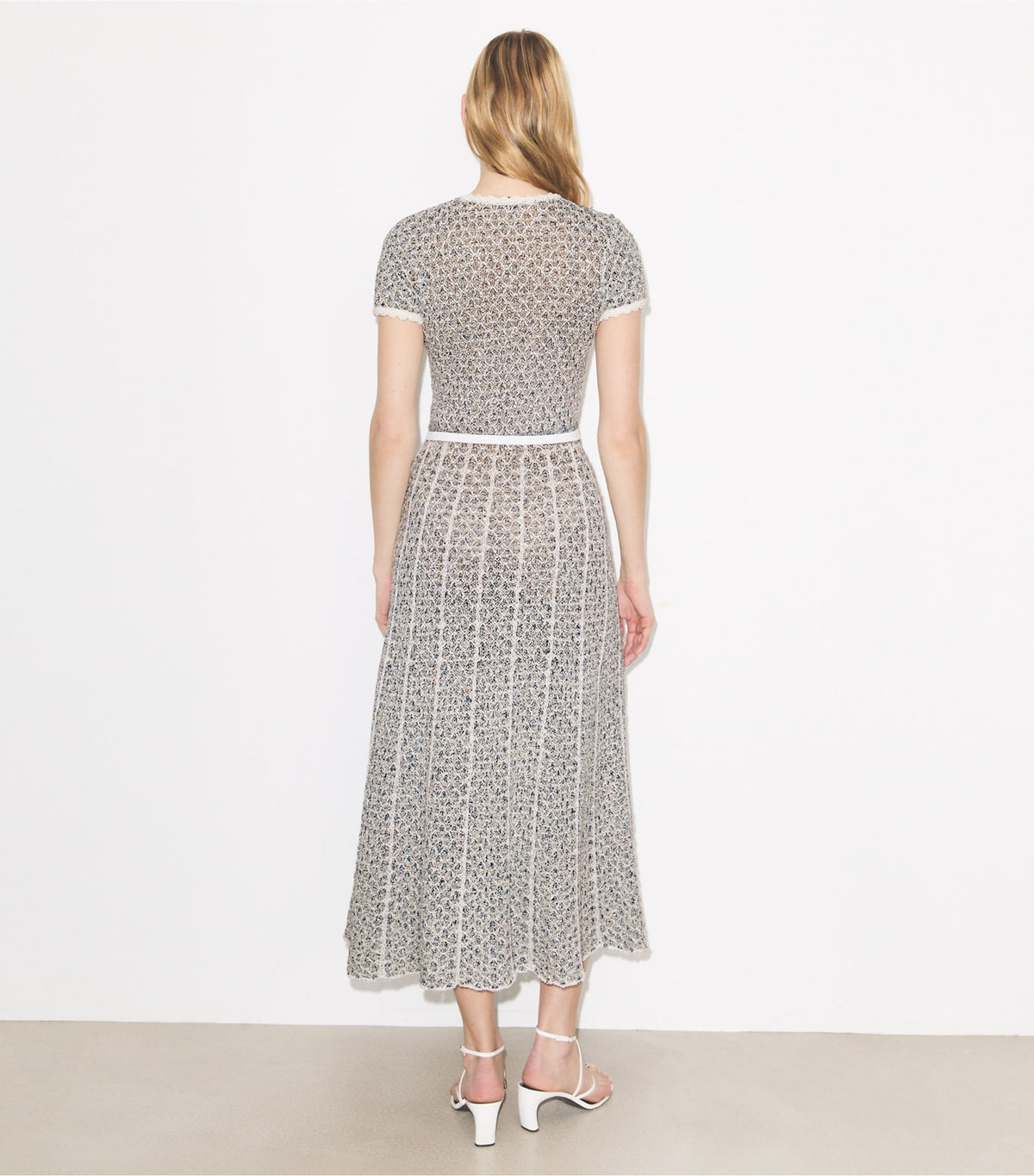 Tory Burch Floral Appliqué Knit Dress - Blue / White