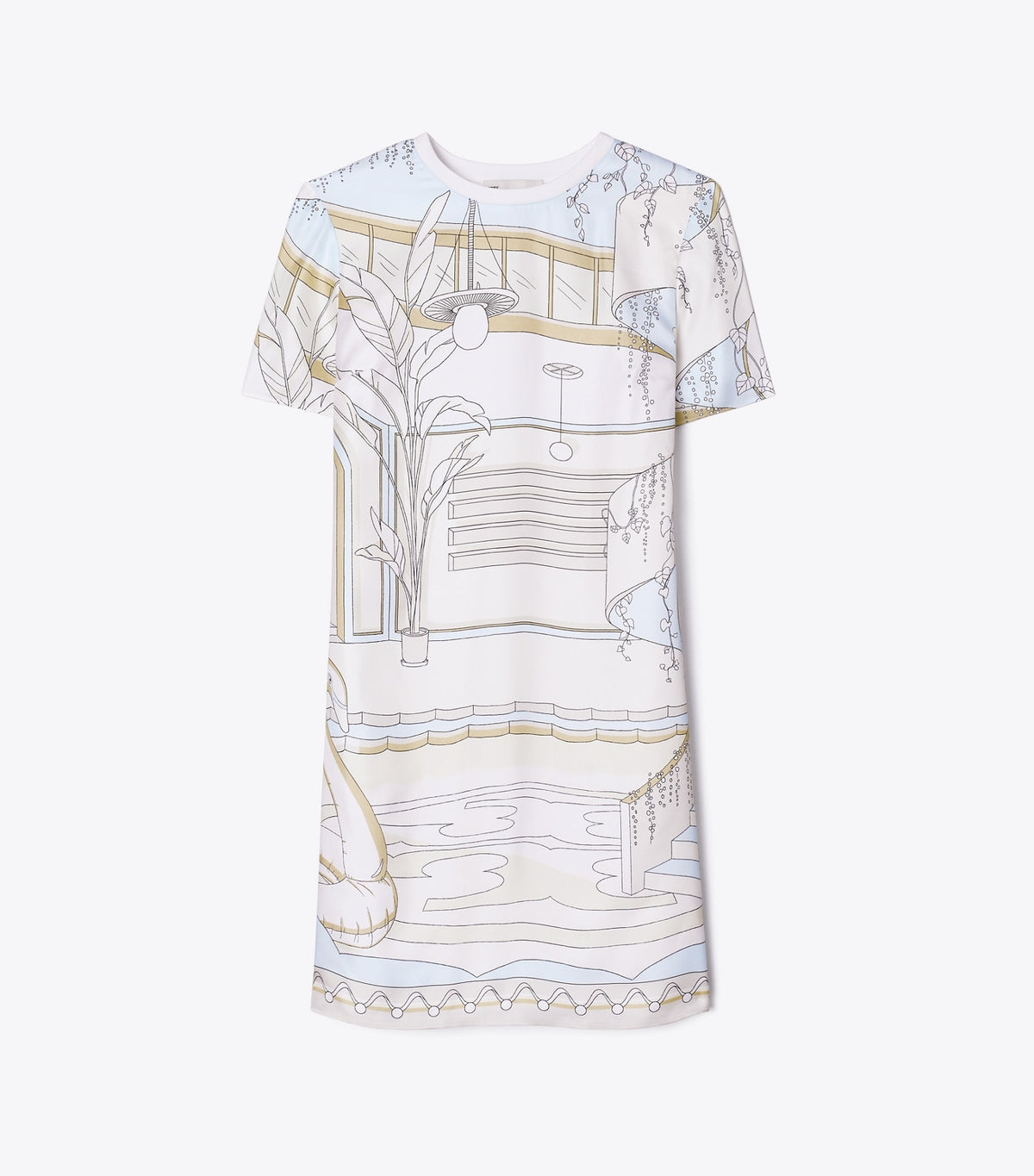 Tory Burch Printed Silk Front T-Shirt Dress - Neutral Pool