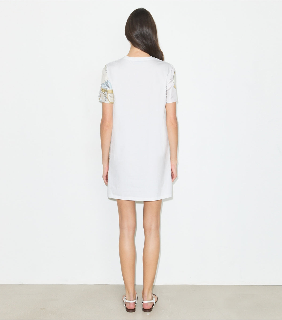 Tory Burch Printed Silk Front T-Shirt Dress - Neutral Pool