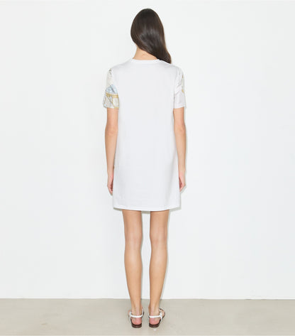Tory Burch Printed Silk Front T-Shirt Dress - Neutral Pool