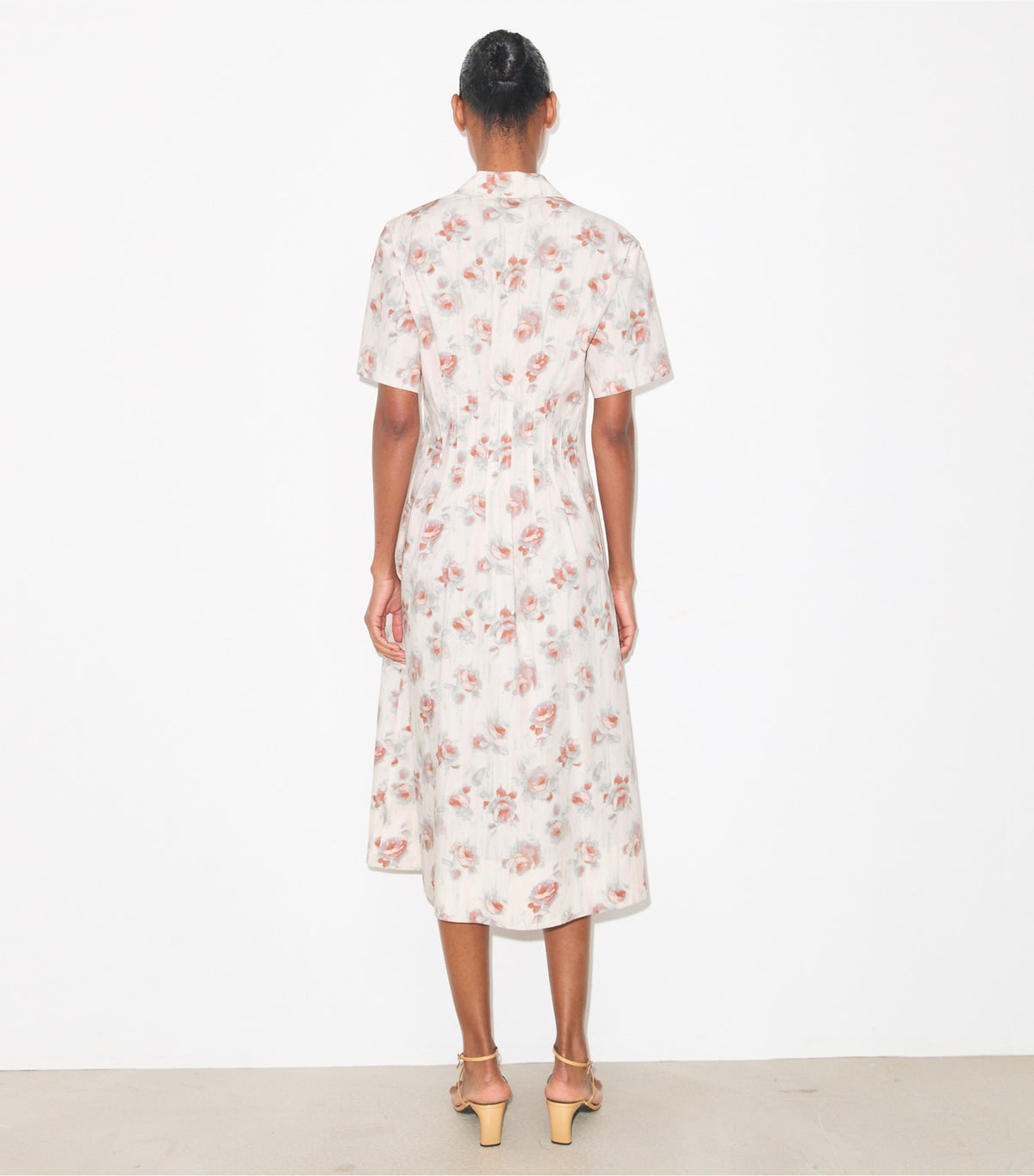 Tory Burch Poplin Pleat-Waist Dress - Pink Roses