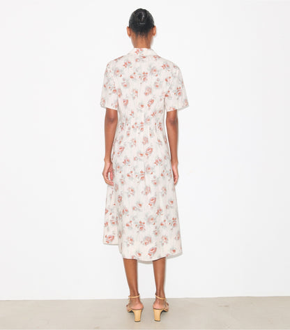 Tory Burch Poplin Pleat-Waist Dress - Pink Roses