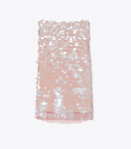 Tory Burch Sequin Mesh Skirt - Snow White / Light Pink