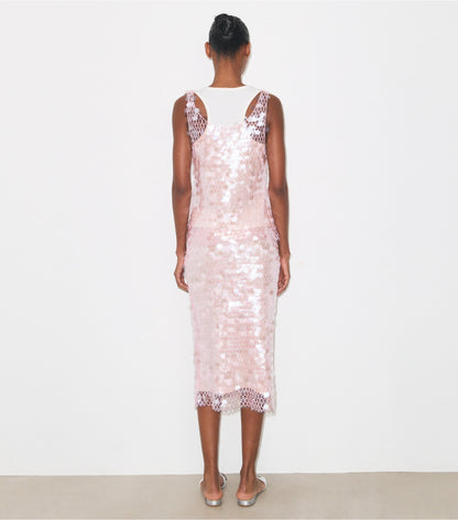 Tory Burch Sequin Mesh Skirt - Snow White / Light Pink