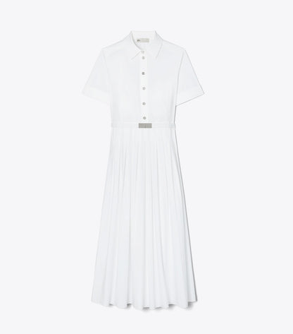 Tory Burch Pleated Poplin Shirtdress - White
