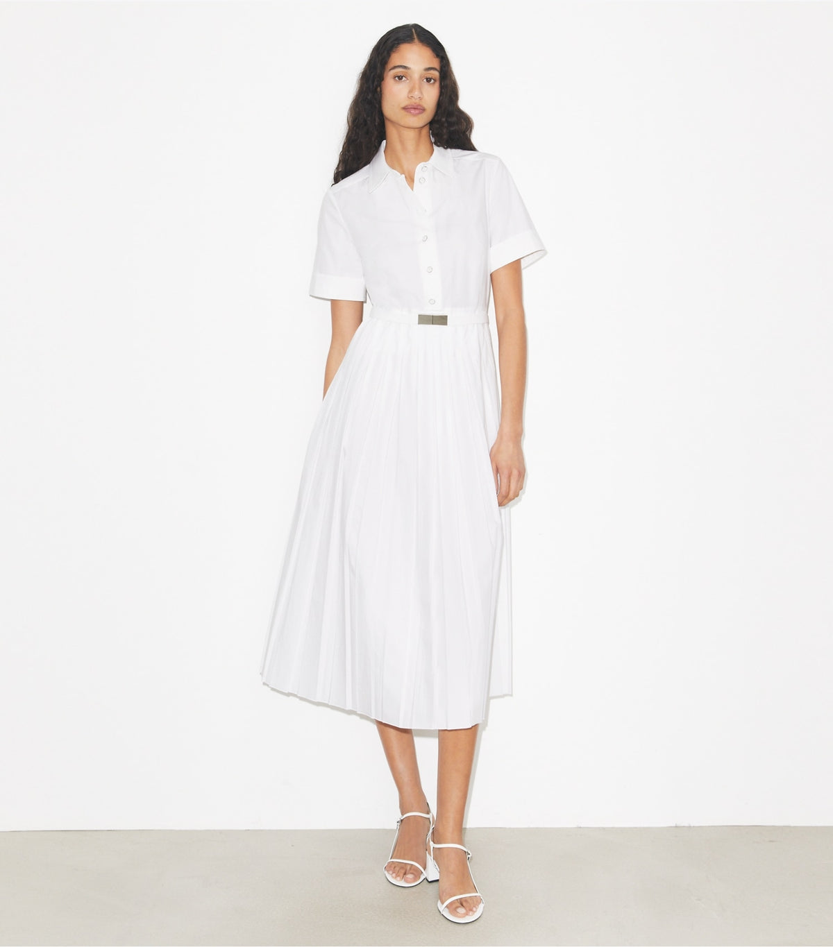 Tory Burch Pleated Poplin Shirtdress - White