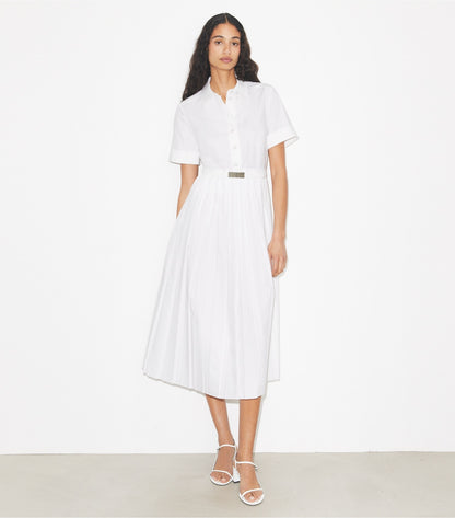Tory Burch Pleated Poplin Shirtdress - White