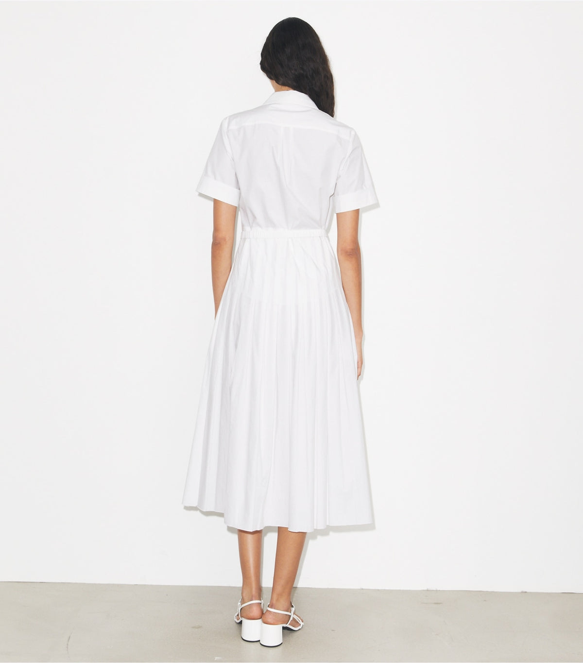 Tory Burch Pleated Poplin Shirtdress - White
