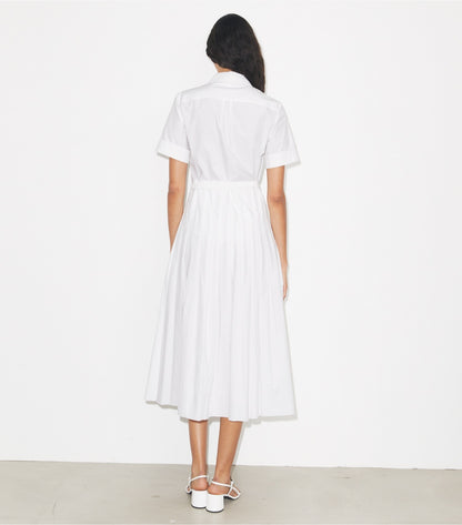 Tory Burch Pleated Poplin Shirtdress - White