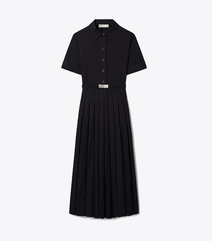 Tory Burch Pleated Poplin Shirtdress - Black