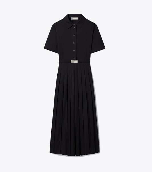 Tory Burch Pleated Poplin Shirtdress - Black
