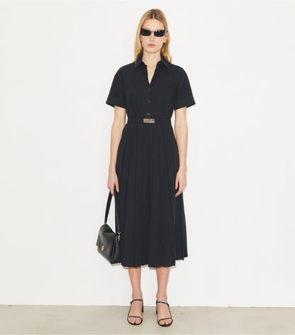 Tory Burch Pleated Poplin Shirtdress - Black