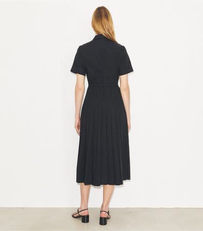 Tory Burch Pleated Poplin Shirtdress - Black