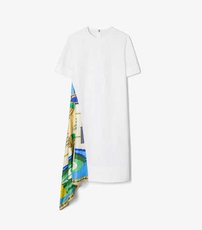 Tory Burch Silk Panel Cotton Dress - White