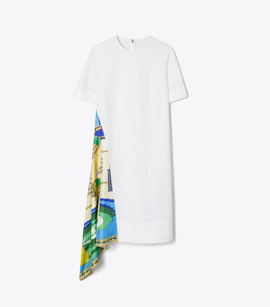 Tory Burch Silk Panel Cotton Dress - White