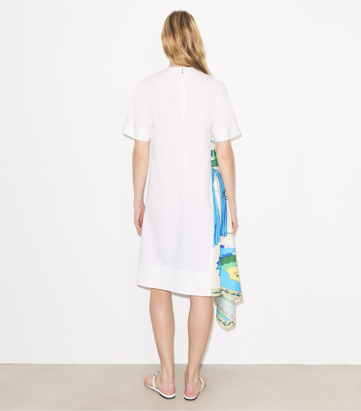 Tory Burch Silk Panel Cotton Dress - White