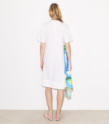 Tory Burch Silk Panel Cotton Dress - White