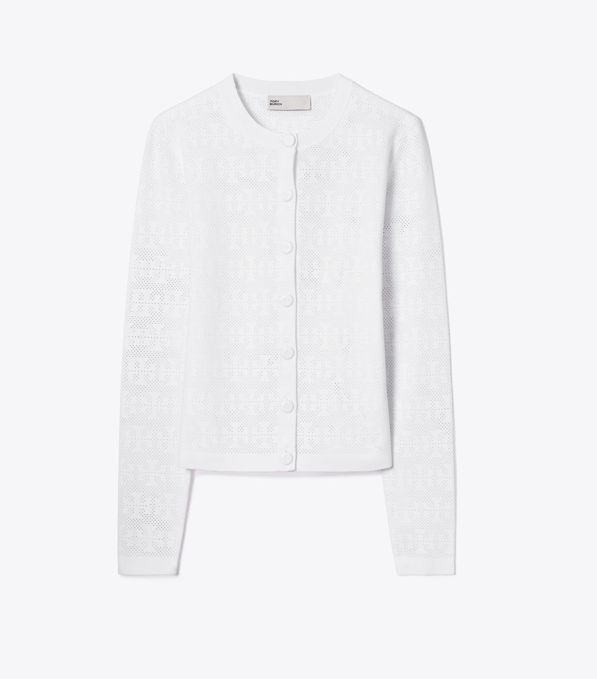 Tory Burch Pointelle Viscose Cardigan - White