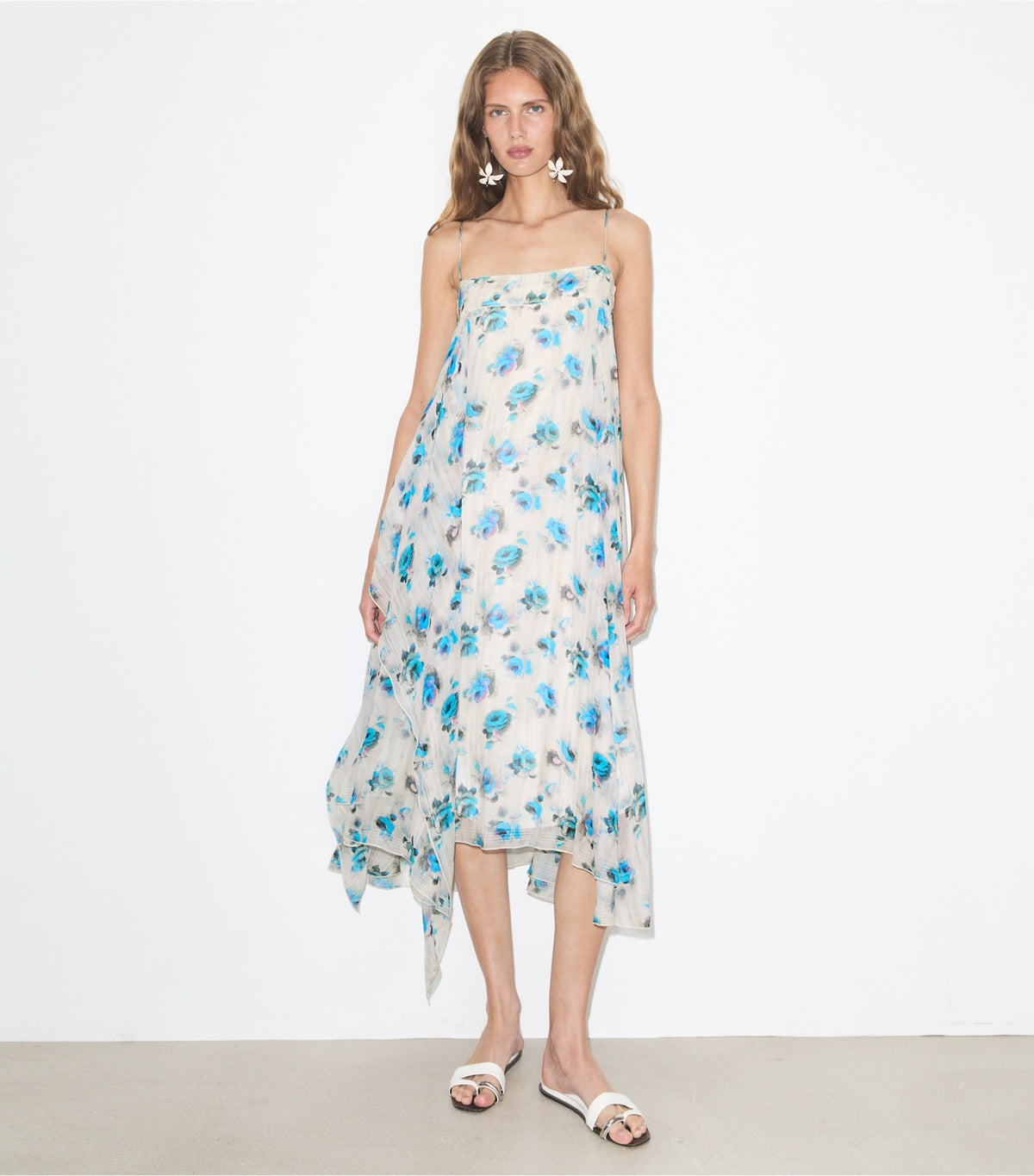Tory Burch Printed Silk Dress - Blue Roses