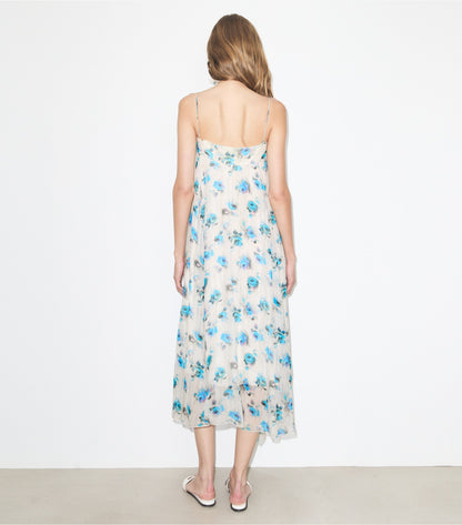 Tory Burch Printed Silk Dress - Blue Roses