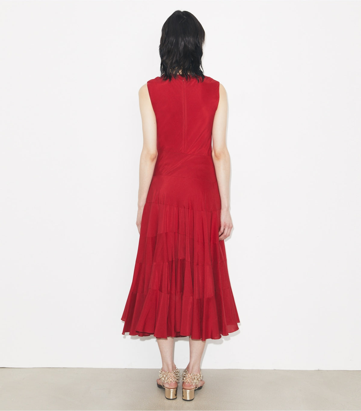 Tory Burch Flared Cotton Silk Dress - Toucan Red