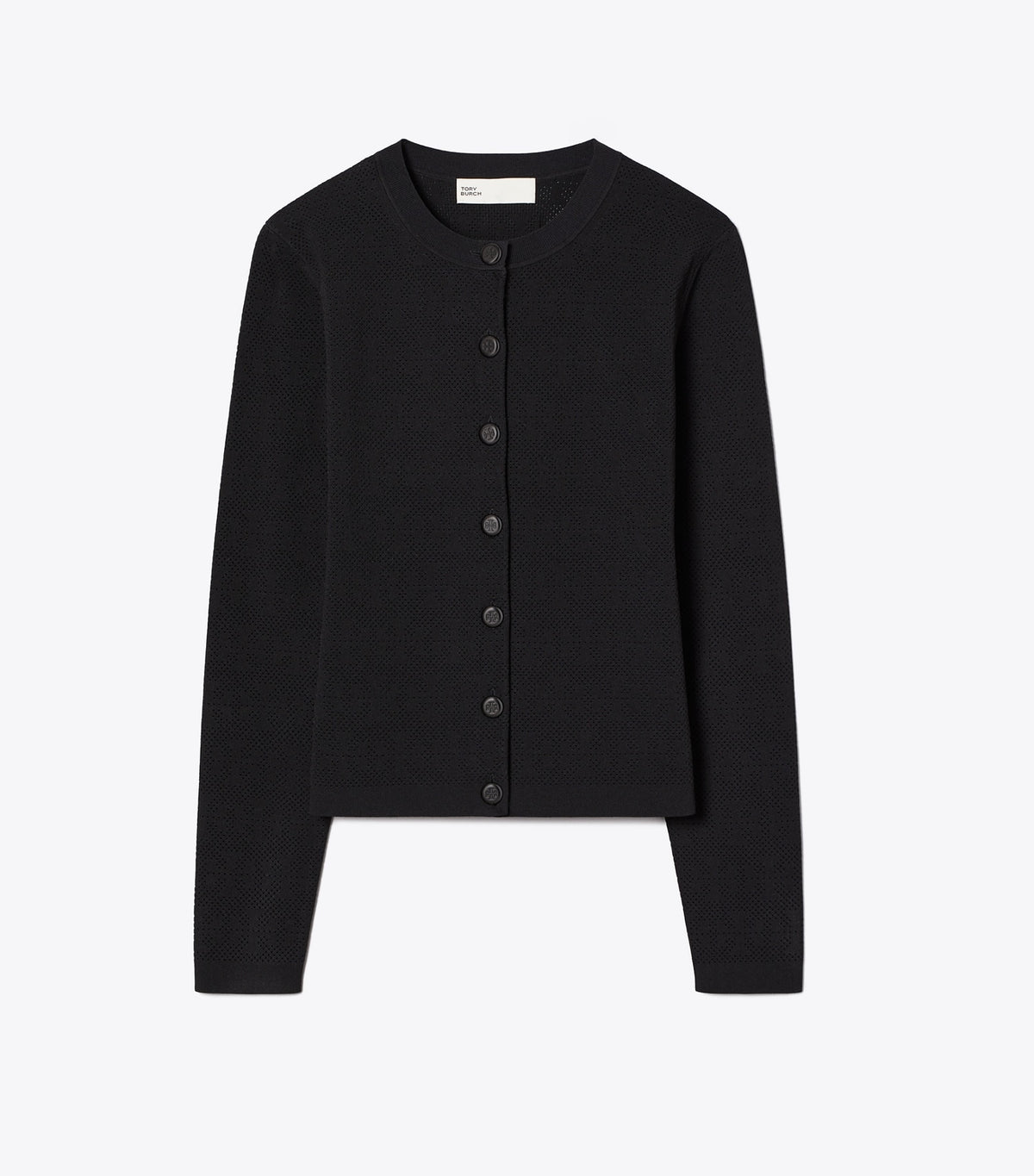 Tory Burch Pointelle Viscose Cardigan - Black