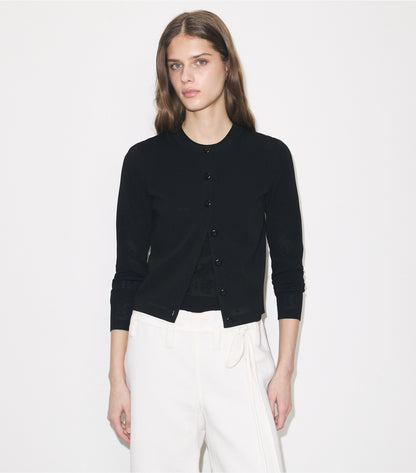 Tory Burch Pointelle Viscose Cardigan - Black