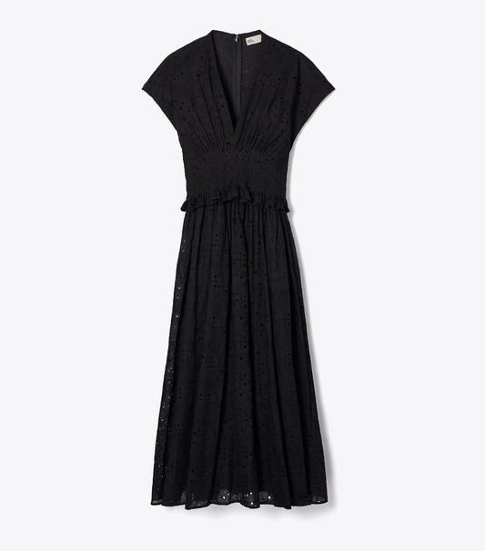 Tory Burch Eyelet Cotton Dress - Black