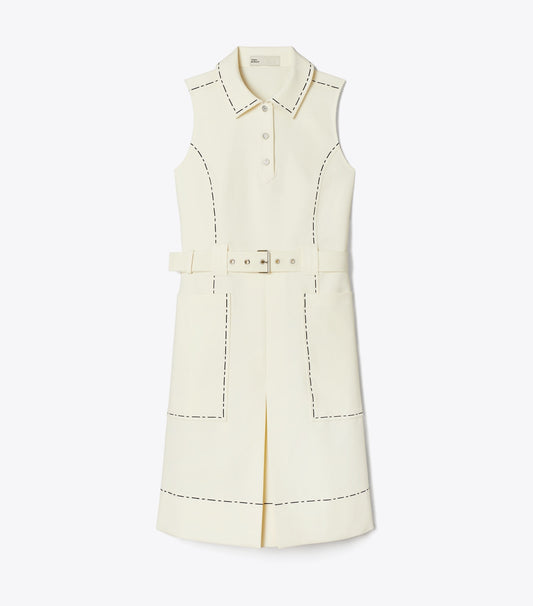 Tory Burch Pick Stitch Stretch Golf Dress - New Ivory