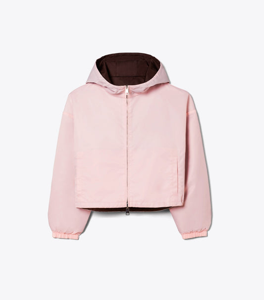 Tory Burch Reversible Cropped Nylon Jacket - Rose / Dark Bordeaux