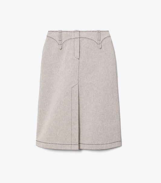 Tory Burch Cotton Canvas Skirt - Black / Ivory