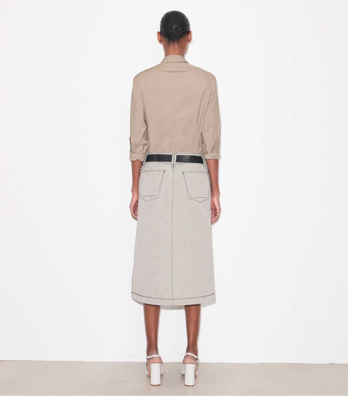 Tory Burch Cotton Canvas Skirt - Black / Ivory