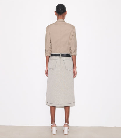 Tory Burch Cotton Canvas Skirt - Black / Ivory