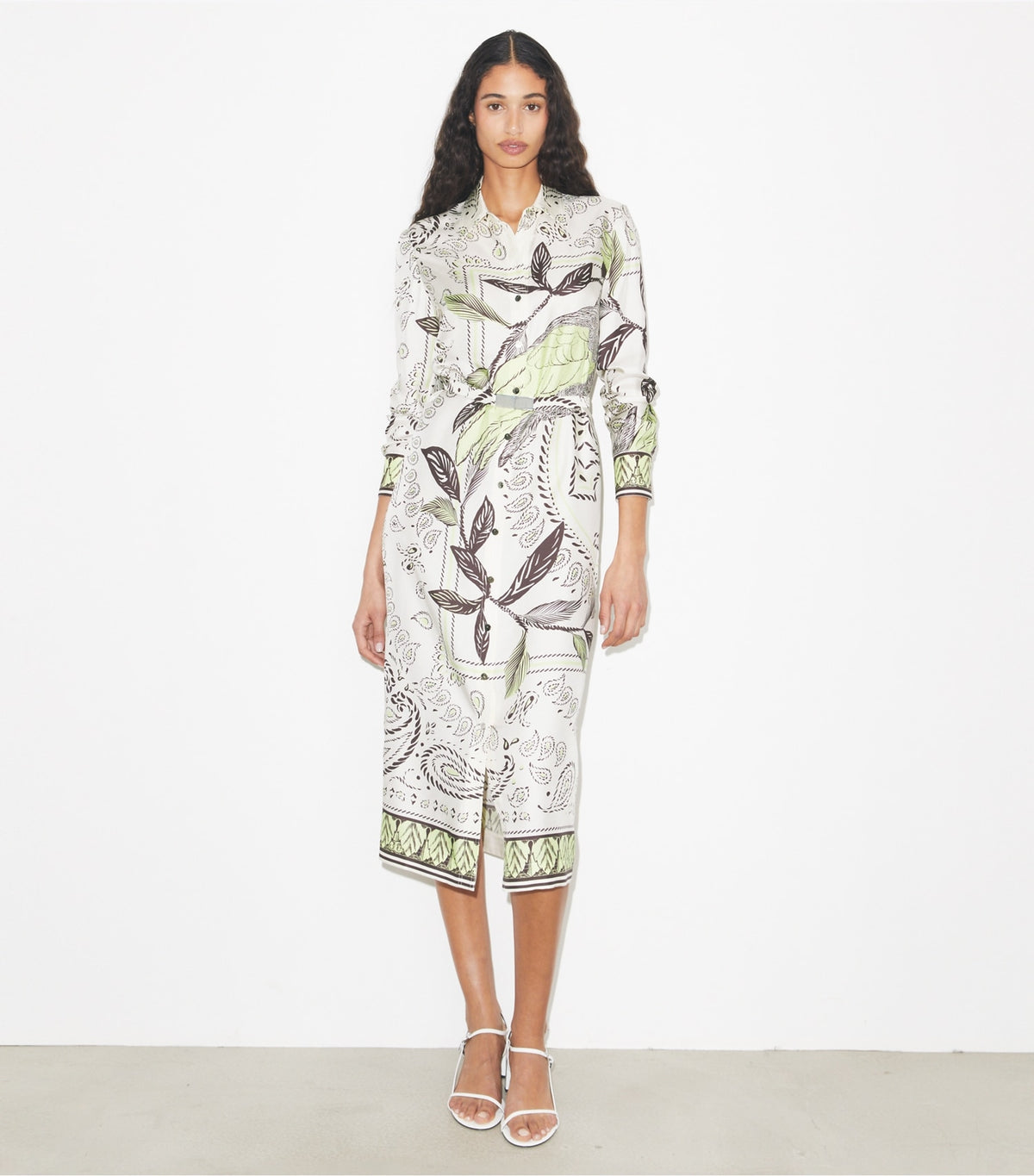 Tory Burch Printed Silk Shirtdress - Mint Cockatoo