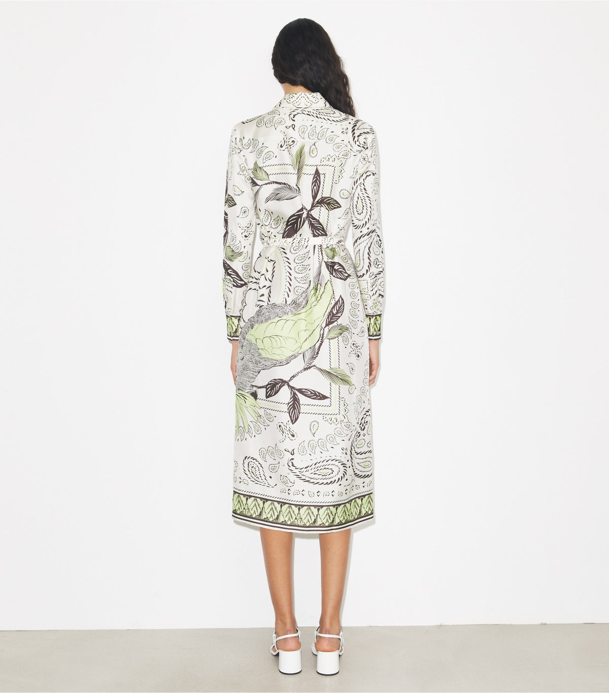 Tory Burch Printed Silk Shirtdress - Mint Cockatoo