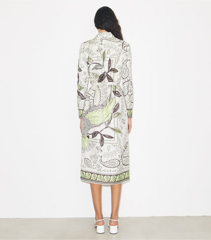 Tory Burch Printed Silk Shirtdress - Mint Cockatoo